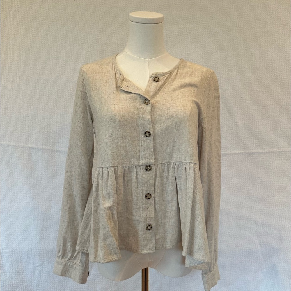 Rhythm Beige Button-Front Shirt Top XS